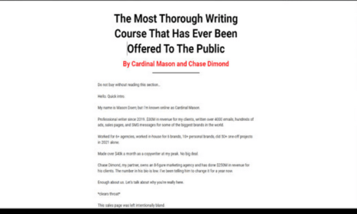 [SUPER HOT SHARE] Cardinal Mason and Chase Dimond – Copy MBA + The Freelancing Masterclass Download – WSO Downloads – The #1 Source For Latest Internet Marketing Products