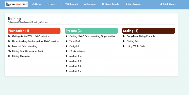 training screenshot