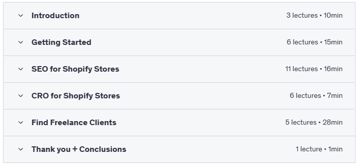 Shopify SEO 2024 Boost Store Traffic and Conversions using AI - Course Content